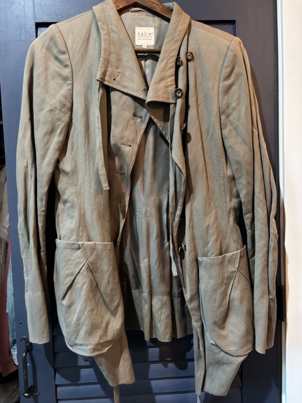 Pauw Amsterdam Taupe Suede Button-Front Jacket